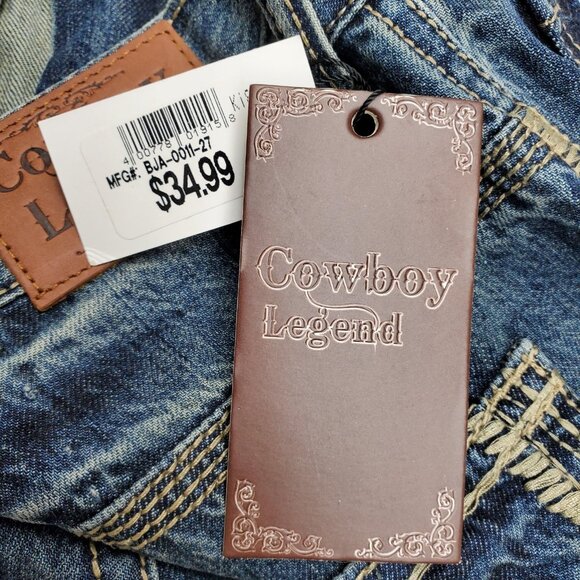 Cowboy Legend Jeans Womens Size 18 Blue Straight Leg Embroidered Pockets Western - Picture 12 of 15